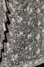 Black Embroidered Parsi Gara Pure Georgette Floral And Bird Design Saree - Luxurion World