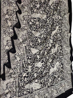 Black Embroidered Parsi Gara Pure Georgette Floral And Bird Design Saree - Luxurion World