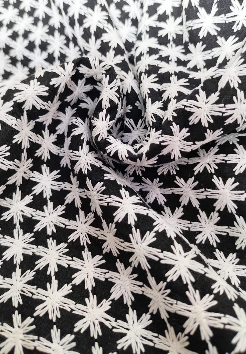Black Embroidered Trendy Cotton Fabric ( 1 Mtr ) - Luxurion World