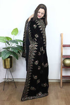 Black Embroidered Trendy Velvet Dupatta - Luxurion World