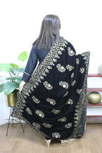 Black Embroidered Trendy Velvet Dupatta - Luxurion World