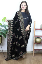 Black Embroidered Trendy Velvet Dupatta - Luxurion World
