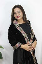 Black Embroidered Trendy Velvet Dupatta - Luxurion World