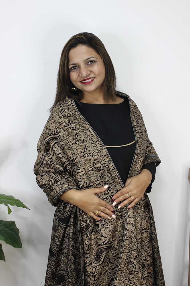 Black Embroidered Trendy Velvet Dupatta - Luxurion World