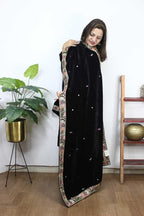 Black Embroidered Trendy Velvet Dupatta - Luxurion World