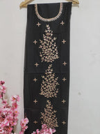 Black Gota Patti Chanderi Silk Unstitched Kurti - Luxurion World
