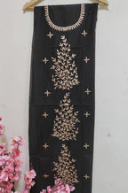 Black Gota Patti Chanderi Silk Unstitched Kurti - Luxurion World