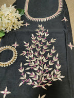 Black Gota Patti Chanderi Silk Unstitched Kurti - Luxurion World