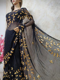 Black Gota Patti Chiffon Saree - Luxurion World