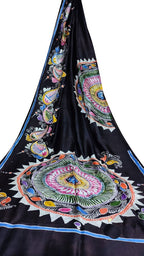 Black Hand Batik Silk Saree - Luxurion World