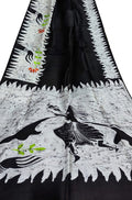 Black Hand Batik Silk Saree - Luxurion World