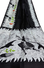 Black Hand Batik Silk Saree - Luxurion World