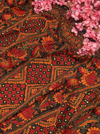 Black Hand Embroidered Kantha Bangalore Silk Dupatta - Luxurion World