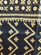 Black Hand Embroidered Kantha Cotton Unstitched Kurti - Luxurion World