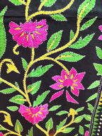 Black Hand Embroidered Kantha Cotton Unstitched Kurti - Luxurion World