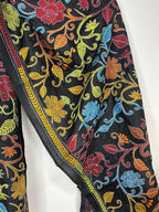Black Hand Embroidered Kantha Pure Bangalore Silk Stole - Luxurion World