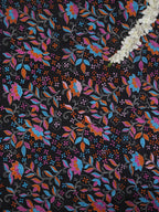 Black Hand Embroidered Kantha Silk Fabric ( 1 Mtr ) - Luxurion World