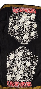 Black Hand Embroidered Parsi Crepe Kurti Fabric - Luxurion World