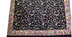 Black Hand Embroidered Parsi Gara Crepe Floral Design Saree - Luxurion World