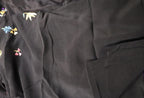 Black Hand Embroidered Parsi Gara Pure Crepe Saree - Luxurion World