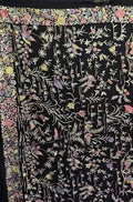 Black Hand Embroidered Parsi Gara Pure Georgette Bird Design Saree - Luxurion World