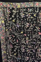 Black Hand Embroidered Parsi Gara Pure Georgette Bird Design Saree - Luxurion World