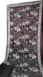 Black Hand Embroidered Parsi Gara Pure Georgette Floral And Bird Design Saree - Luxurion World