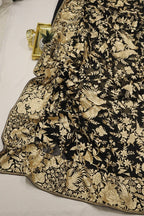 Black Hand Embroidered Parsi Gara Pure Georgette Saree - Luxurion World