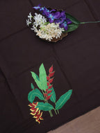 Black Hand Painted Cotton Satin Blouse Fabric ( 1 Mtr ) - Luxurion World