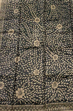 Black Hand Painted Madhubani Tussar Silk Saree - Luxurion World