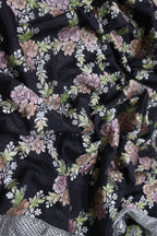 Black Handloom Banarasi Brush Dye Pure Georgette Dupatta - Luxurion World