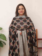 Black Handloom Banarasi Pure Georgette Brush Dye Dupatta - Luxurion World