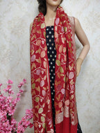 Black Handloom Banarasi Pure Georgette Three Piece Unstitched Suit Set With Brush Dye Dupatta - Luxurion World