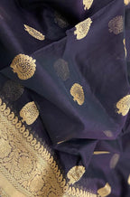 Black Handloom Banarasi Pure Kora Organza Silk Saree - Luxurion World