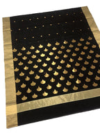 Black Handloom Chanderi Cotton Silk Saree - Luxurion World