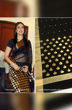 Black Handloom Chanderi Cotton Silk Saree - Luxurion World