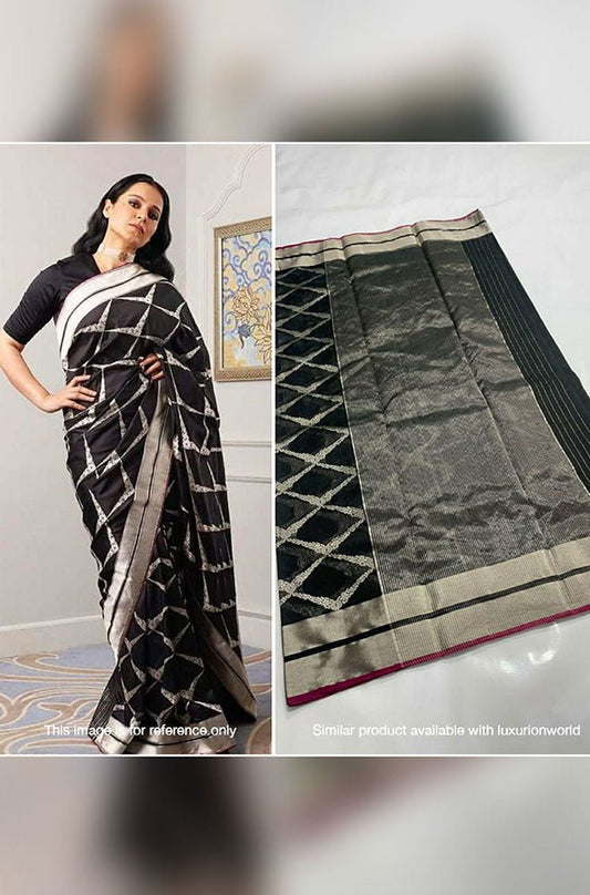 Black Handloom Chanderi Pure Silk Saree