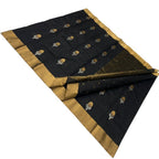 Black Handloom Chanderi Pure Silk Saree - Luxurion World