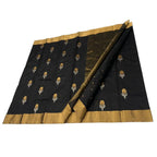 Black Handloom Chanderi Pure Silk Saree - Luxurion World