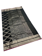 Black Handloom Chanderi Pure Silk Saree - Luxurion World