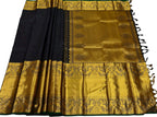 Black Handloom Kanjeevaram Pure Silk Saree - Luxurion World