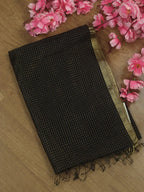 Black Handloom Maheshwari Silk Cotton Dupatta - Luxurion World