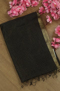 Black Handloom Maheshwari Silk Cotton Dupatta - Luxurion World