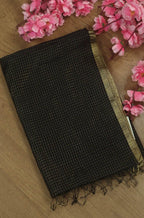 Black Handloom Maheshwari Silk Cotton Dupatta - Luxurion World