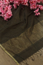 Black Handloom Maheshwari Silk Cotton Dupatta - Luxurion World