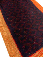 Black Handloom Paithani Bandhani Pure Silk Saree - Luxurion World