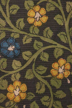 Black Pen Kalamkari Pure Silk Fabric ( 1 Mtr ) - Luxurion World
