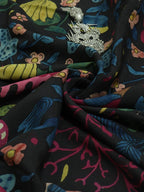 Black Pen Kalamkari Pure Silk Fabric ( 1 Mtr ) - Luxurion World