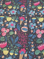 Black Pen Kalamkari Pure Silk Fabric ( 1 Mtr ) - Luxurion World