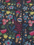 Black Pen Kalamkari Pure Silk Fabric ( 1 Mtr ) - Luxurion World